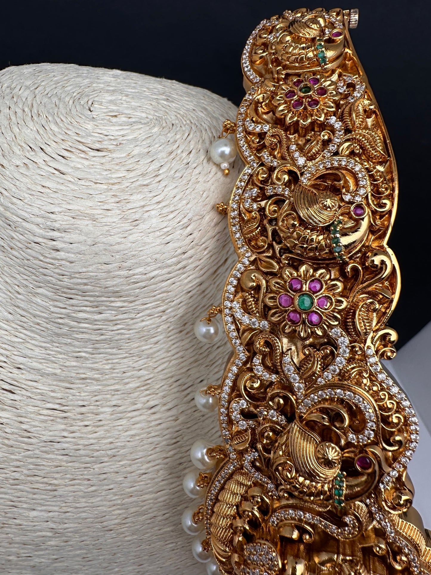 Goddess Lakshmi Nakshi Premium matte Finish Peacock Pattern Hip Belt