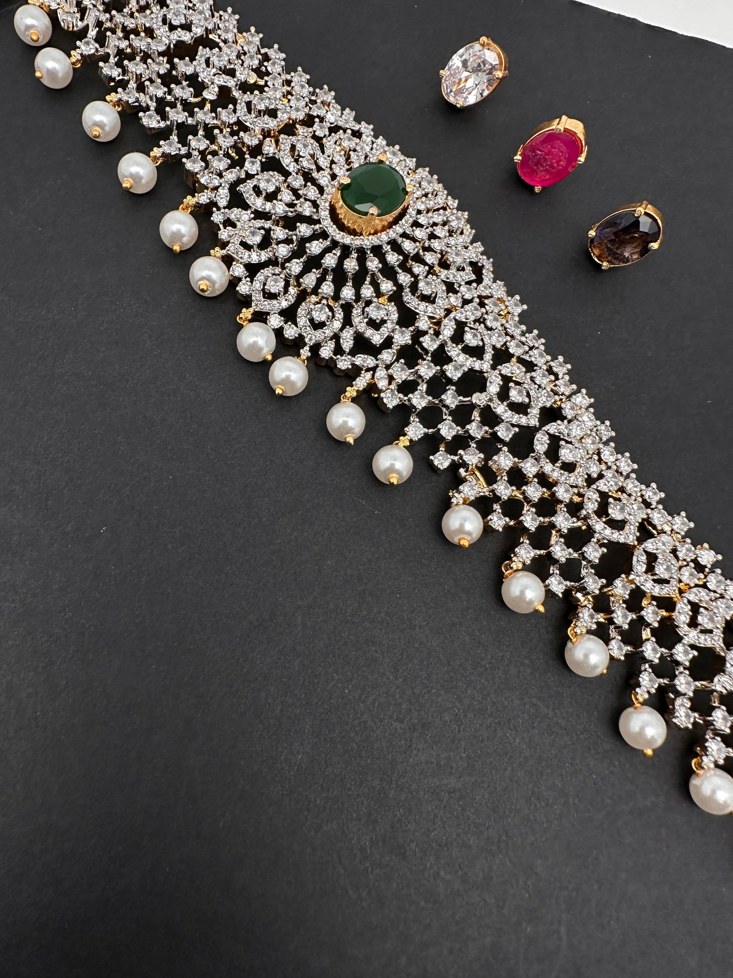 AD Kamarband Hip Chain With Changabale Stones Finish
