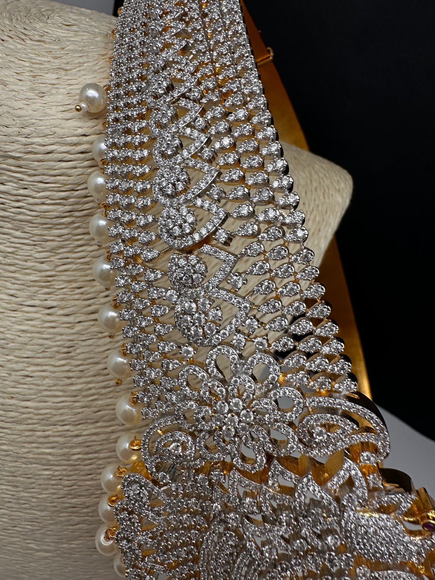 AD Peacock Diamond Finish Emerald Green Stone Hip Belt Kamarbandh