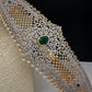 AD Diamond Finish Emerald Green Stone Hip Belt Kamarbandh