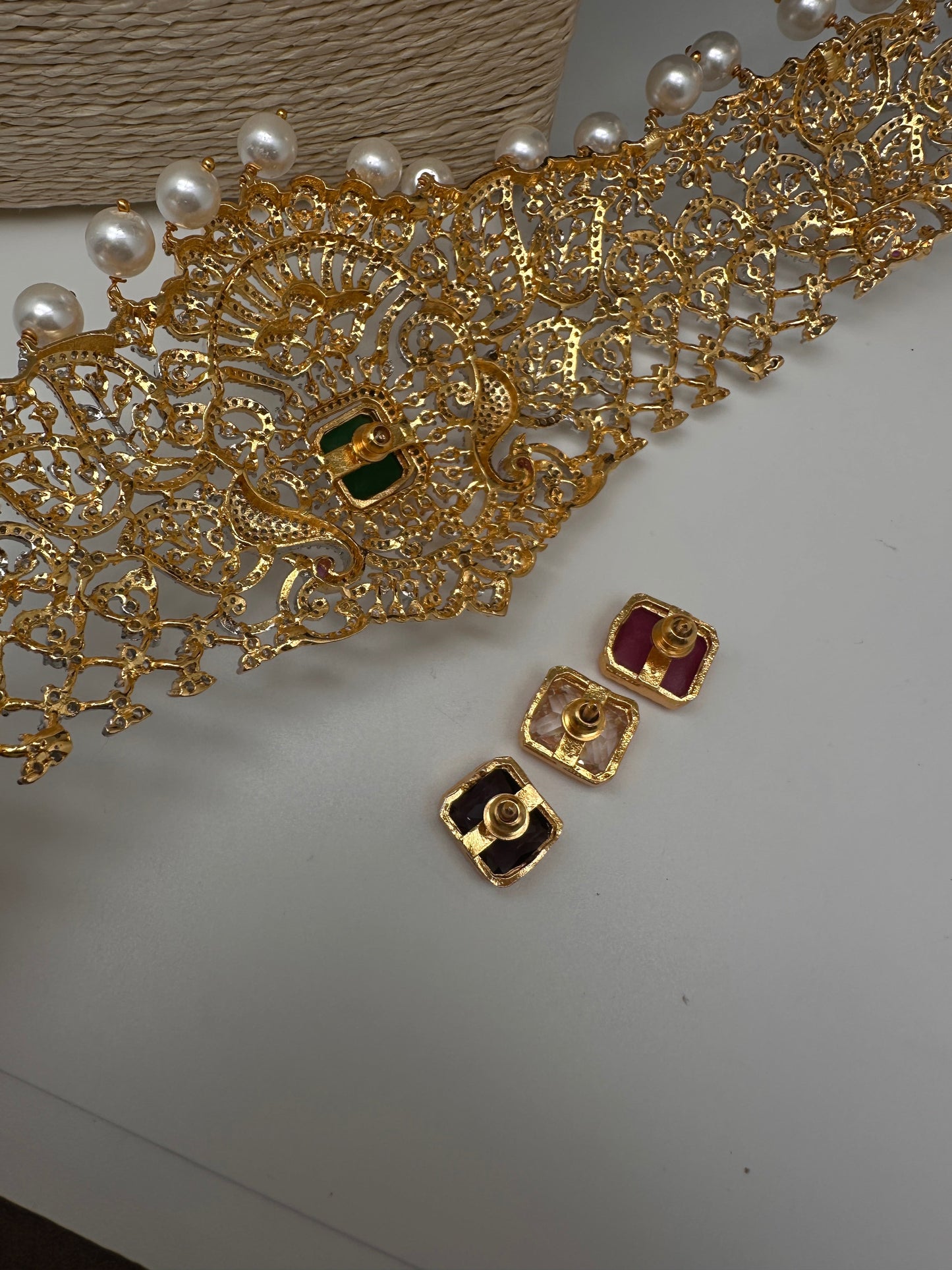AD Diamond Finish Changeable Stone Hip Belt Kamarbandh
