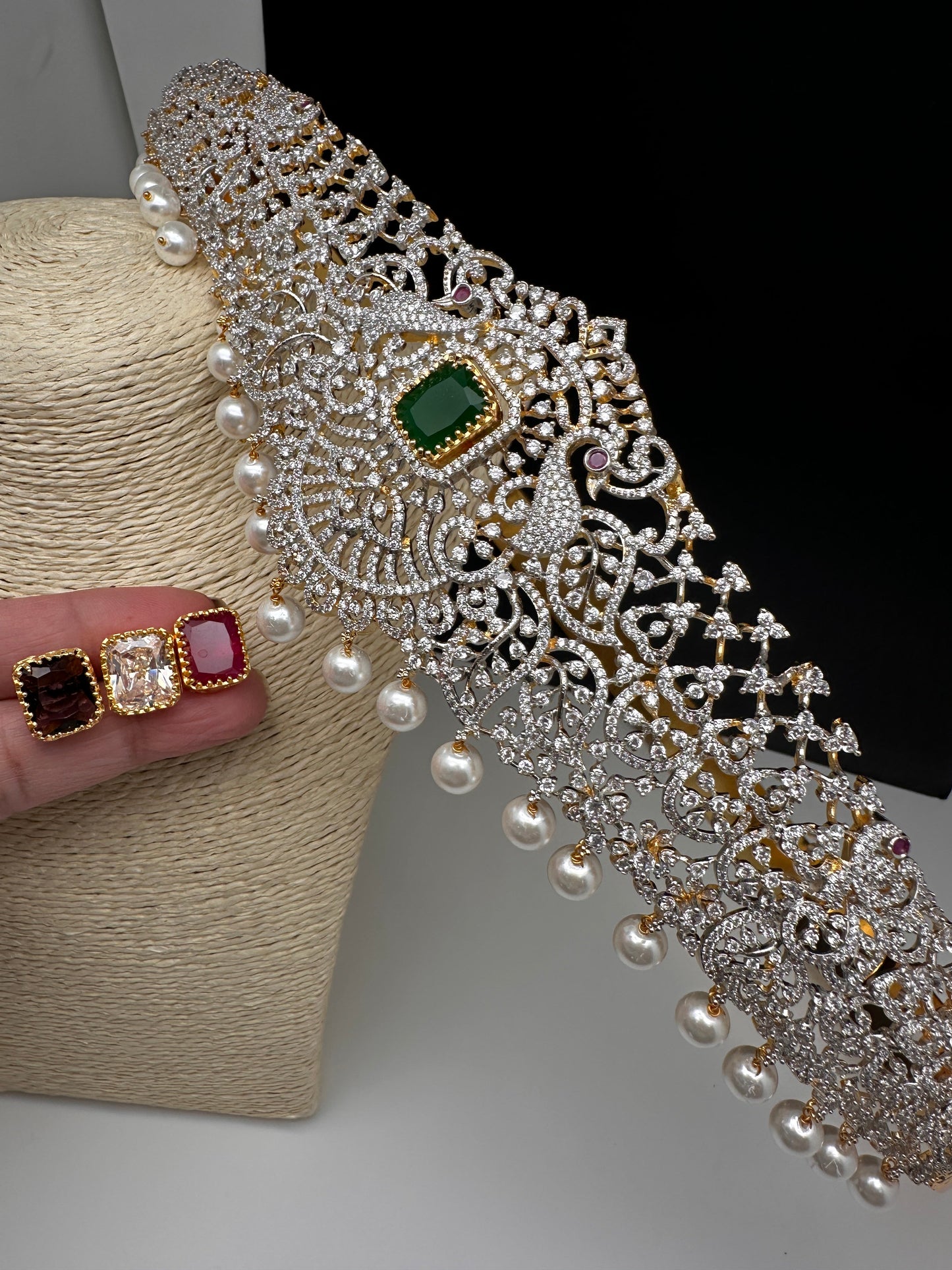 AD Diamond Finish Changeable Stone Hip Belt Kamarbandh
