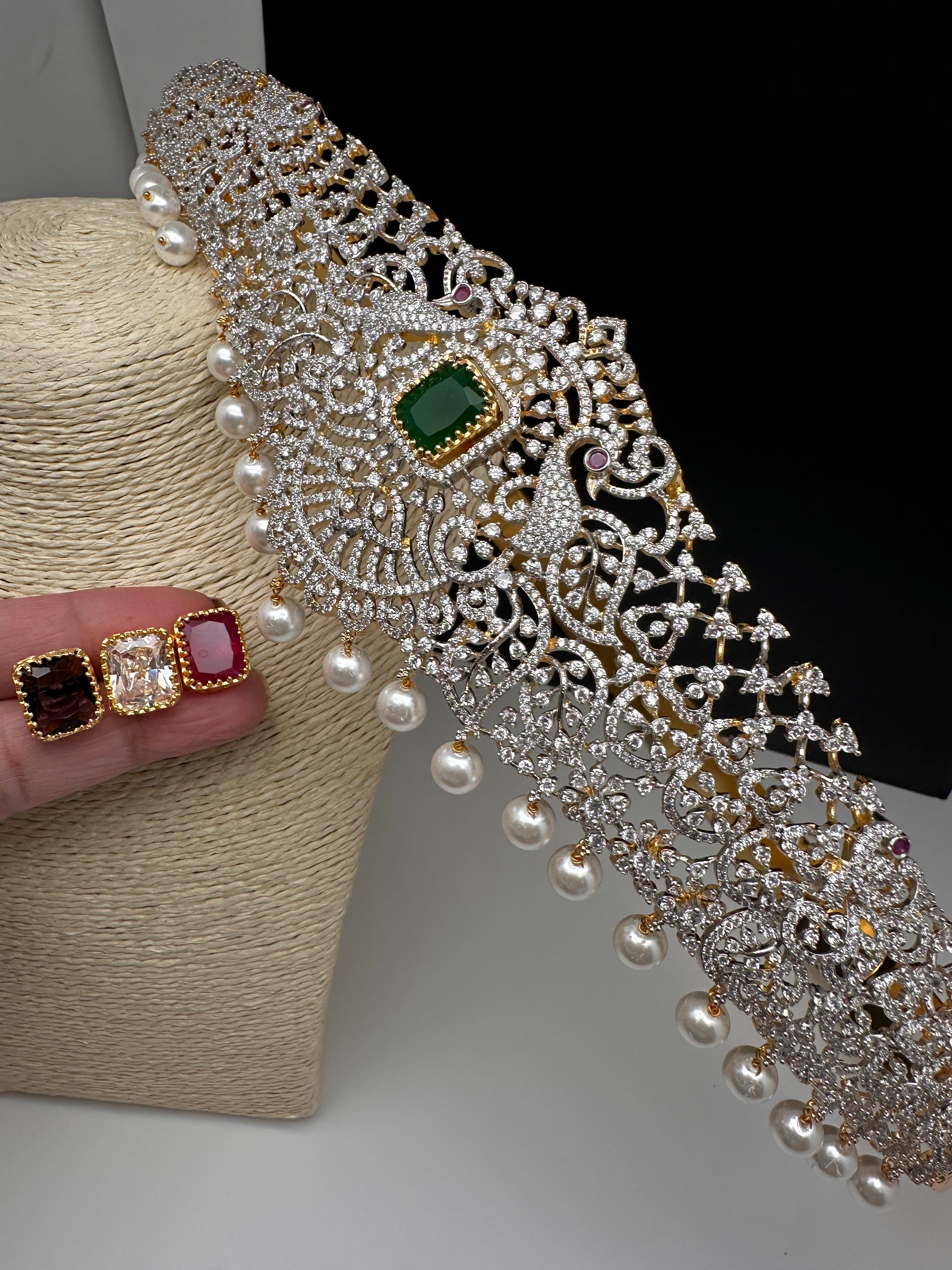 AD Diamond Finish Changeable Stone Hip Belt Kamarbandh