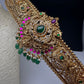 Matte Goddess Lakshmi Kundan Potta Stones Hip Belt Kamarbandh