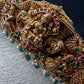 Matte Goddess Lakshmi Nakshi Hip Belt Kamarbandh with Kemp and CZ Emerald Beads