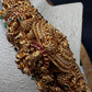 Matte Goddess Lakshmi Nakshi Hip Belt Kamarbandh with Kemp and CZ Emerald Beads
