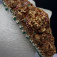Matte Goddess Lakshmi Nakshi Hip Belt Kamarbandh with Kemp and CZ Emerald Beads