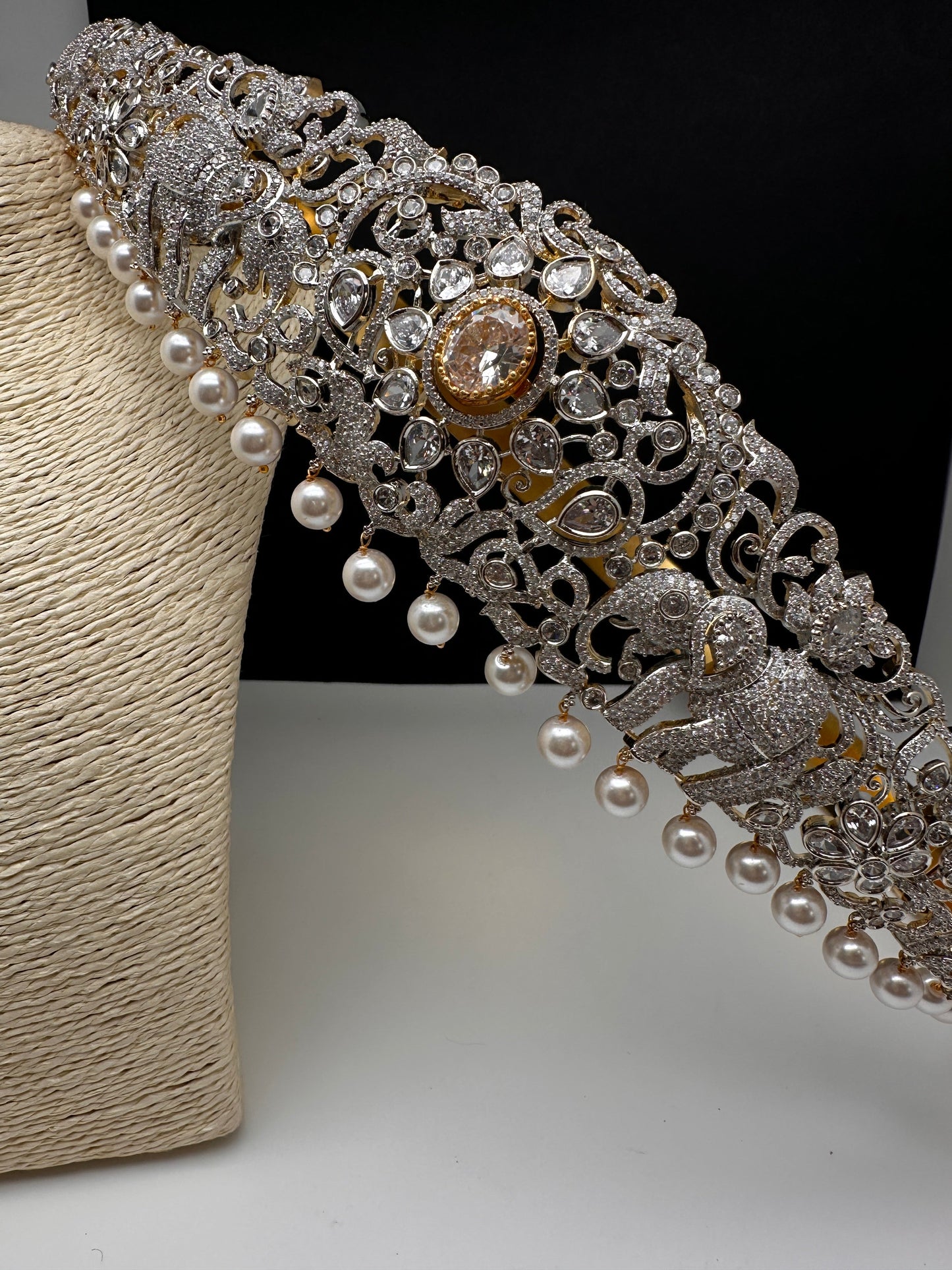 Elephant AD Diamond Finish Changeable Stone Hip Belt Kamarbandh