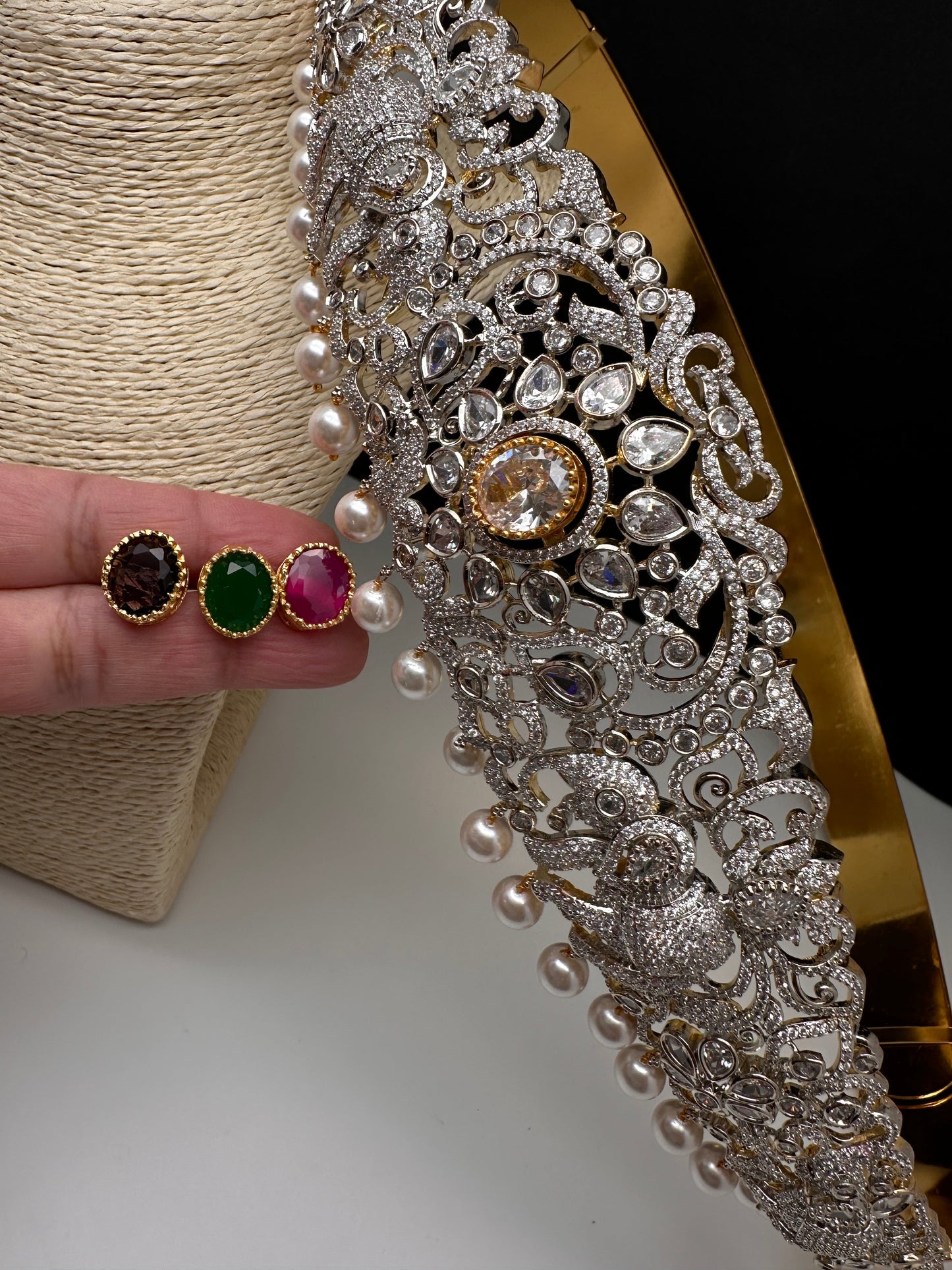 Elephant AD Diamond Finish Changeable Stone Hip Belt Kamarbandh