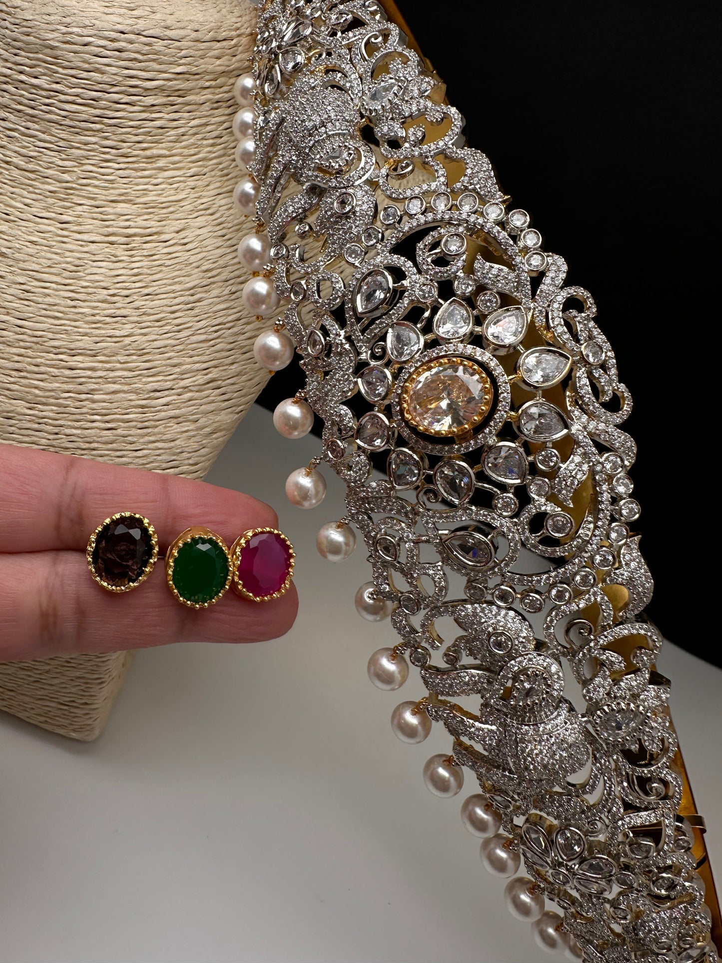 Elephant AD Diamond Finish Changeable Stone Hip Belt Kamarbandh