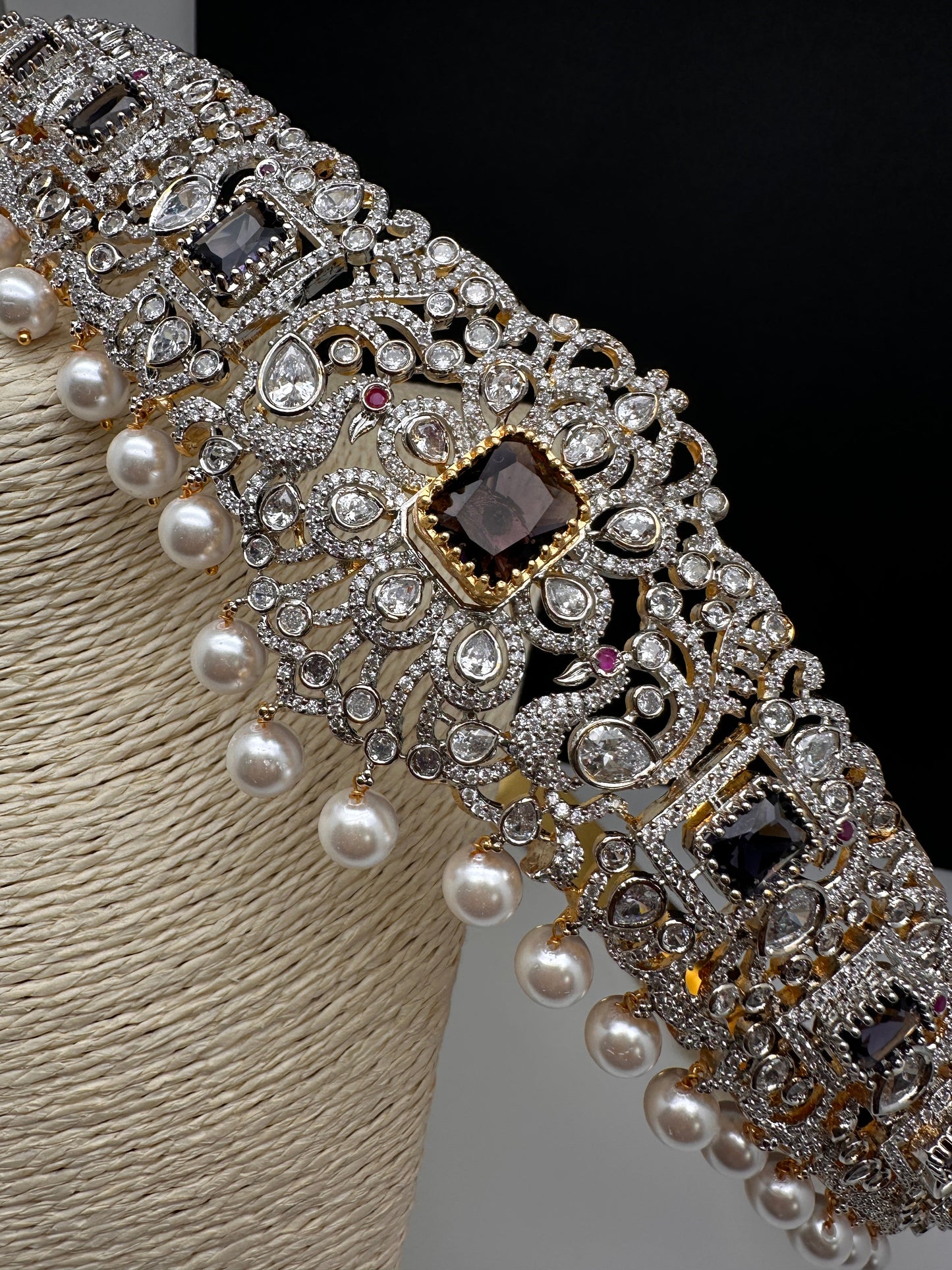 Amethyst AD Diamond Finish Changeable Stone Hip Belt Kamarbandh