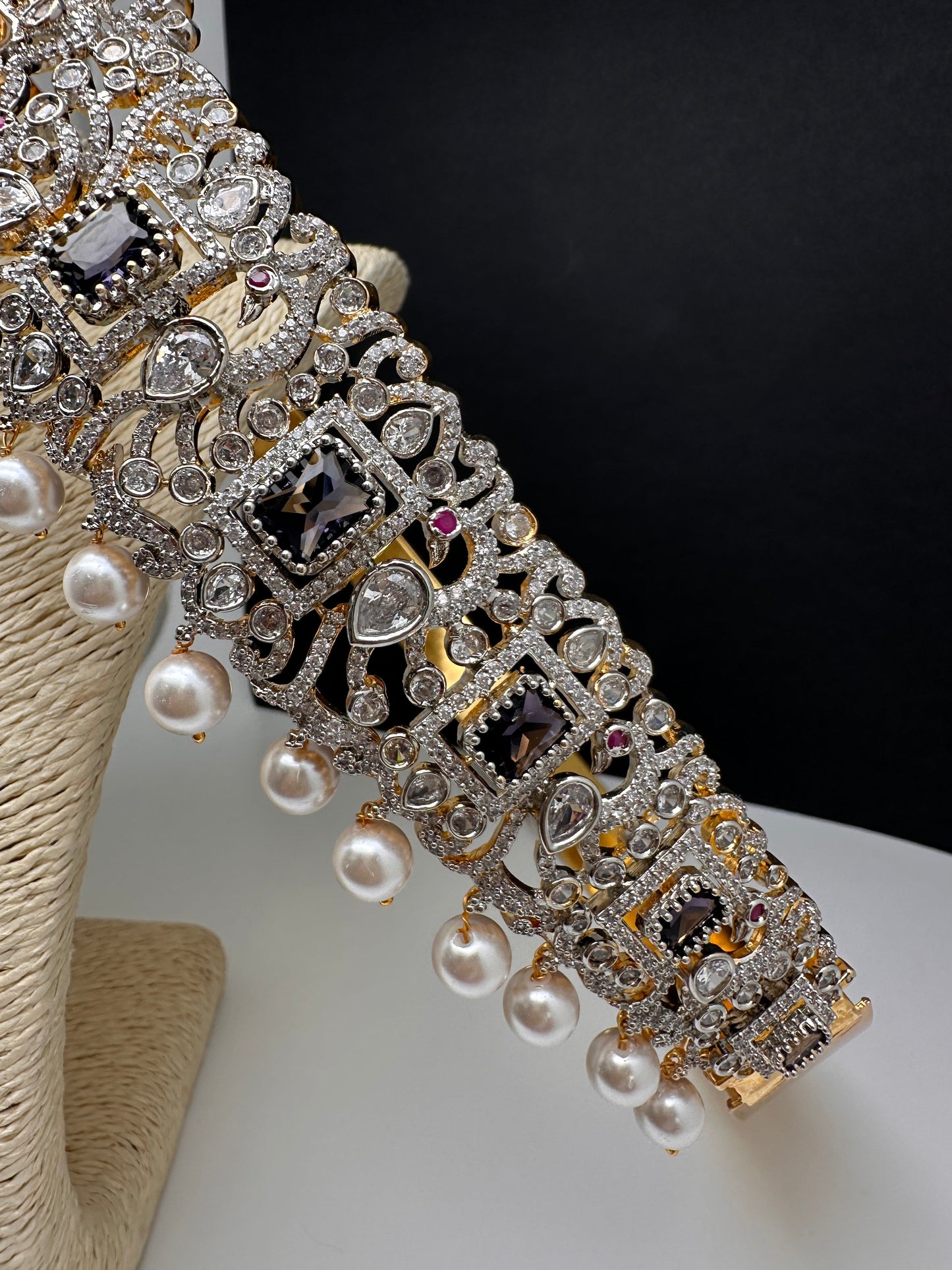 Amethyst AD Diamond Finish Changeable Stone Hip Belt Kamarbandh