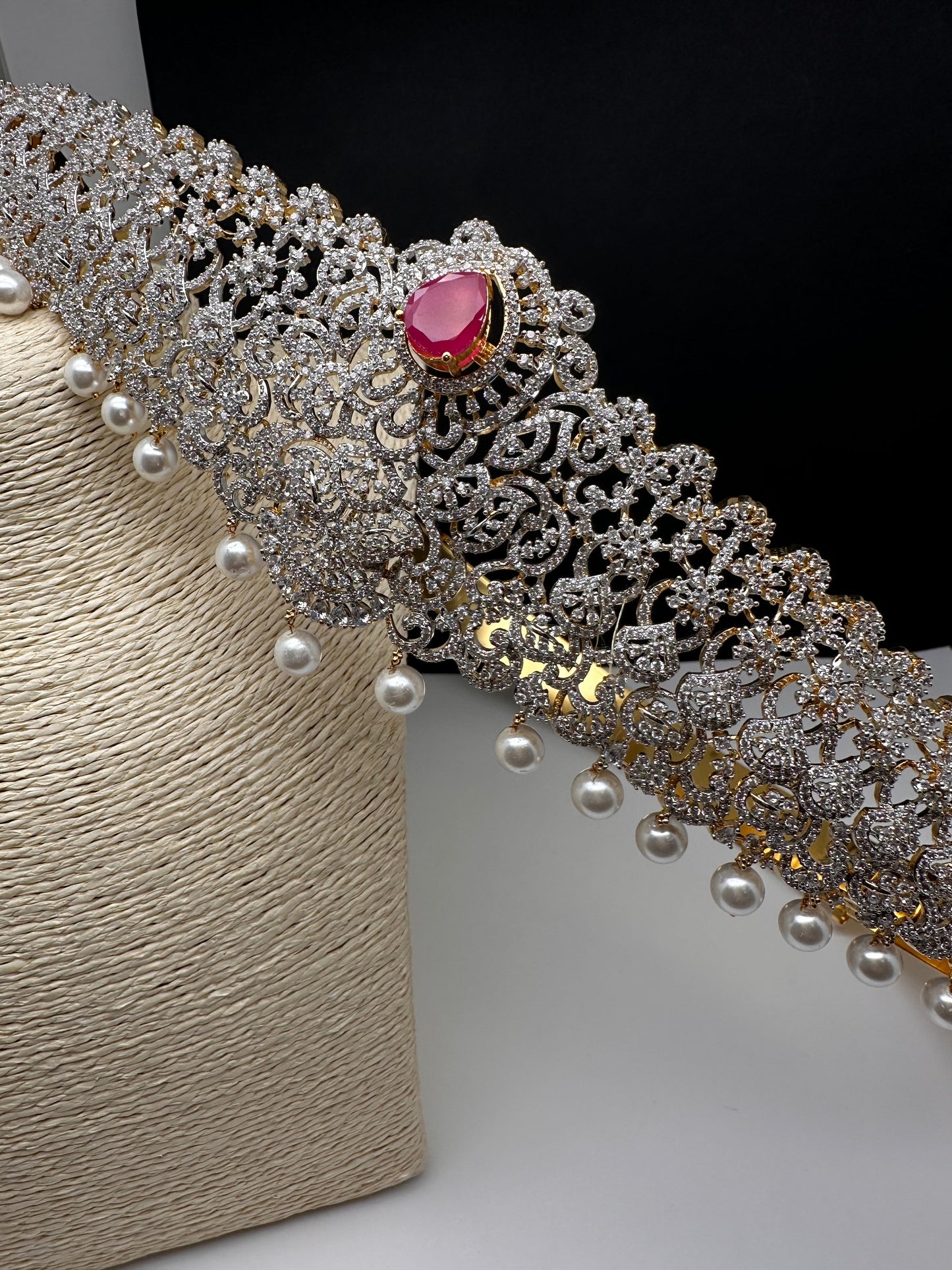 AD Diamond Finish Changeable Stone Hip Belt Kamarbandh