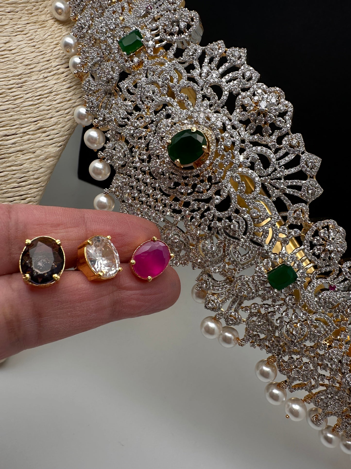 AD Diamond Finish Changeable Stone Hip Belt Kamarbandh