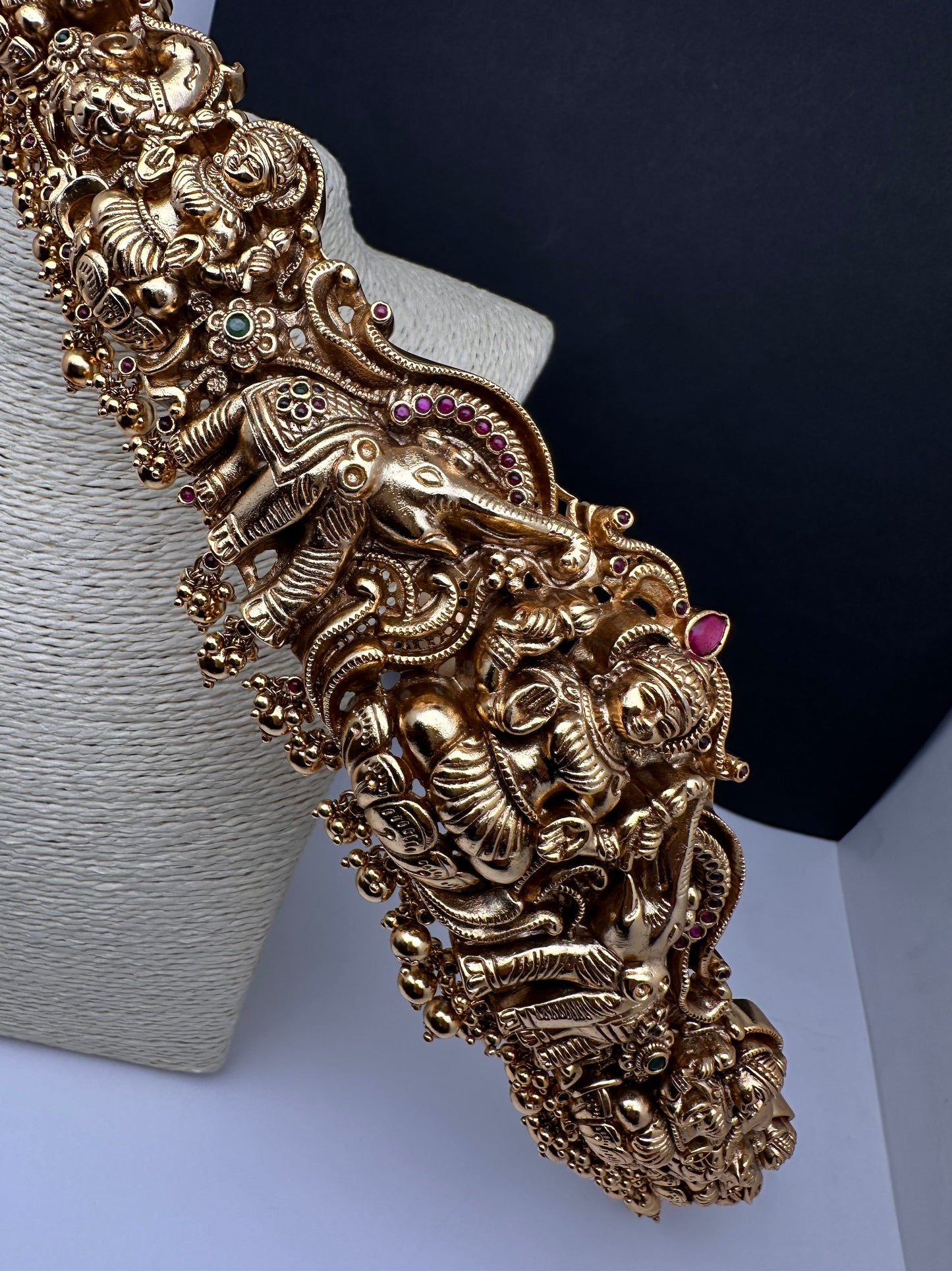 Matte Nakshi Goddess Lakshmi Elephant Hip Saree Belt