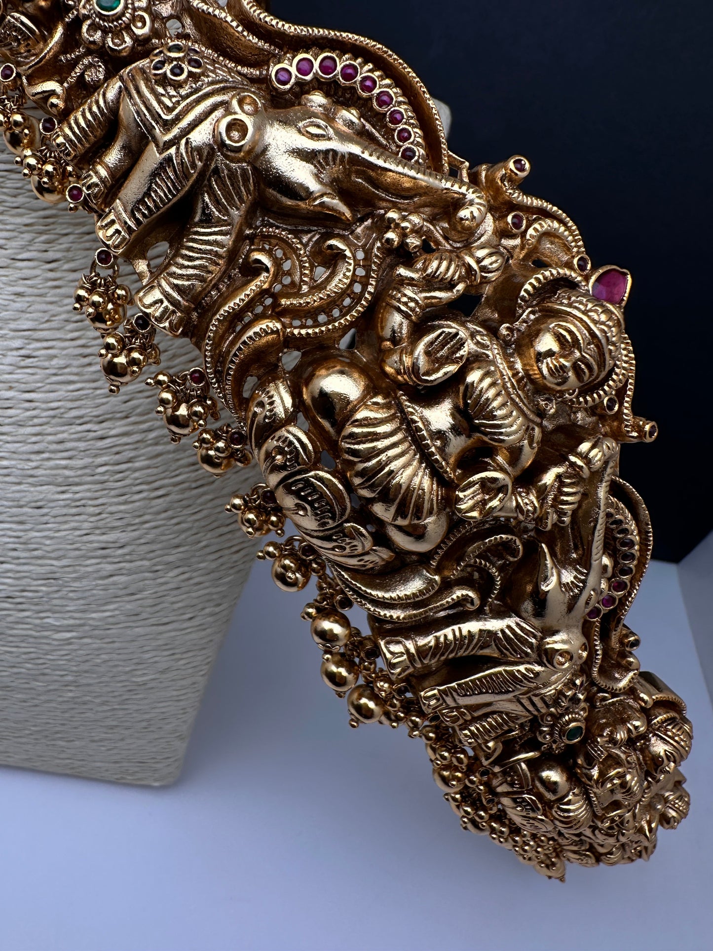 Matte Nakshi Goddess Lakshmi Elephant Hip Saree Belt