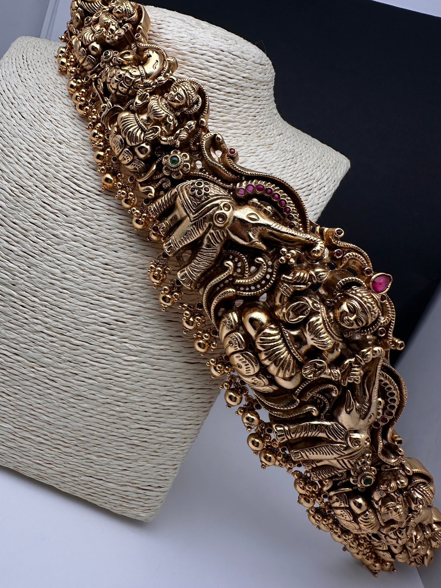 Matte Nakshi Goddess Lakshmi Elephant Hip Saree Belt