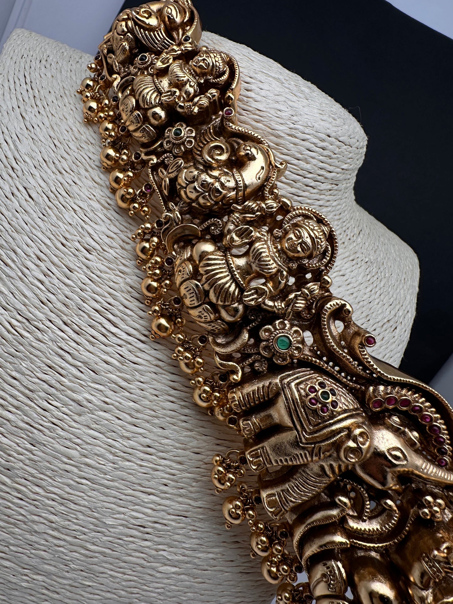 Matte Nakshi Goddess Lakshmi Elephant Hip Saree Belt