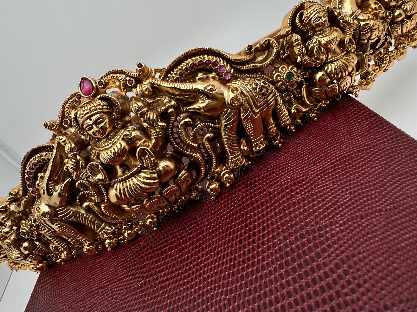 Matte Nakshi Goddess Lakshmi Elephant Hip Saree Belt