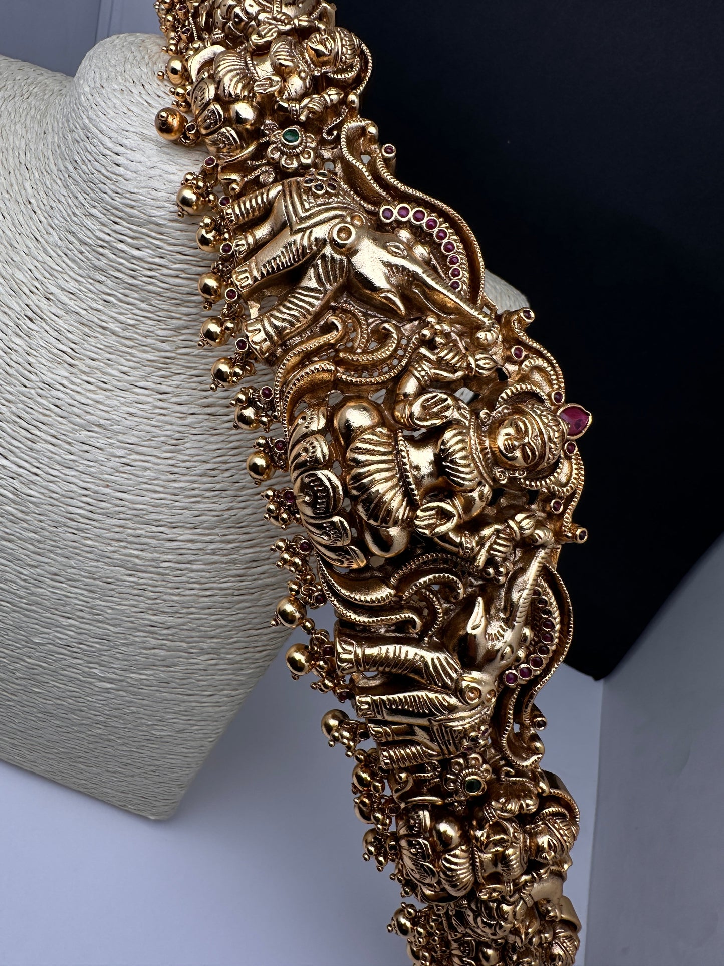 Matte Nakshi Goddess Lakshmi Elephant Hip Saree Belt