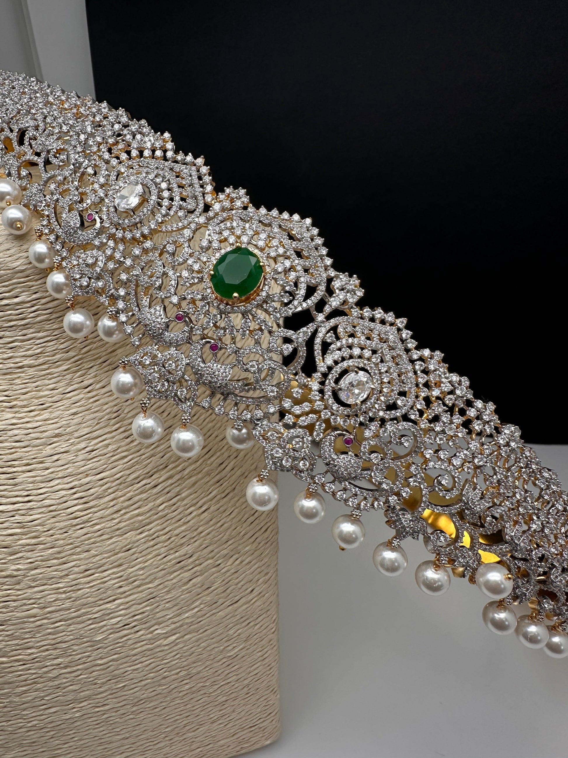 AD Diamond Finish Changeable Stone Hip Belt Kamarbandh - 