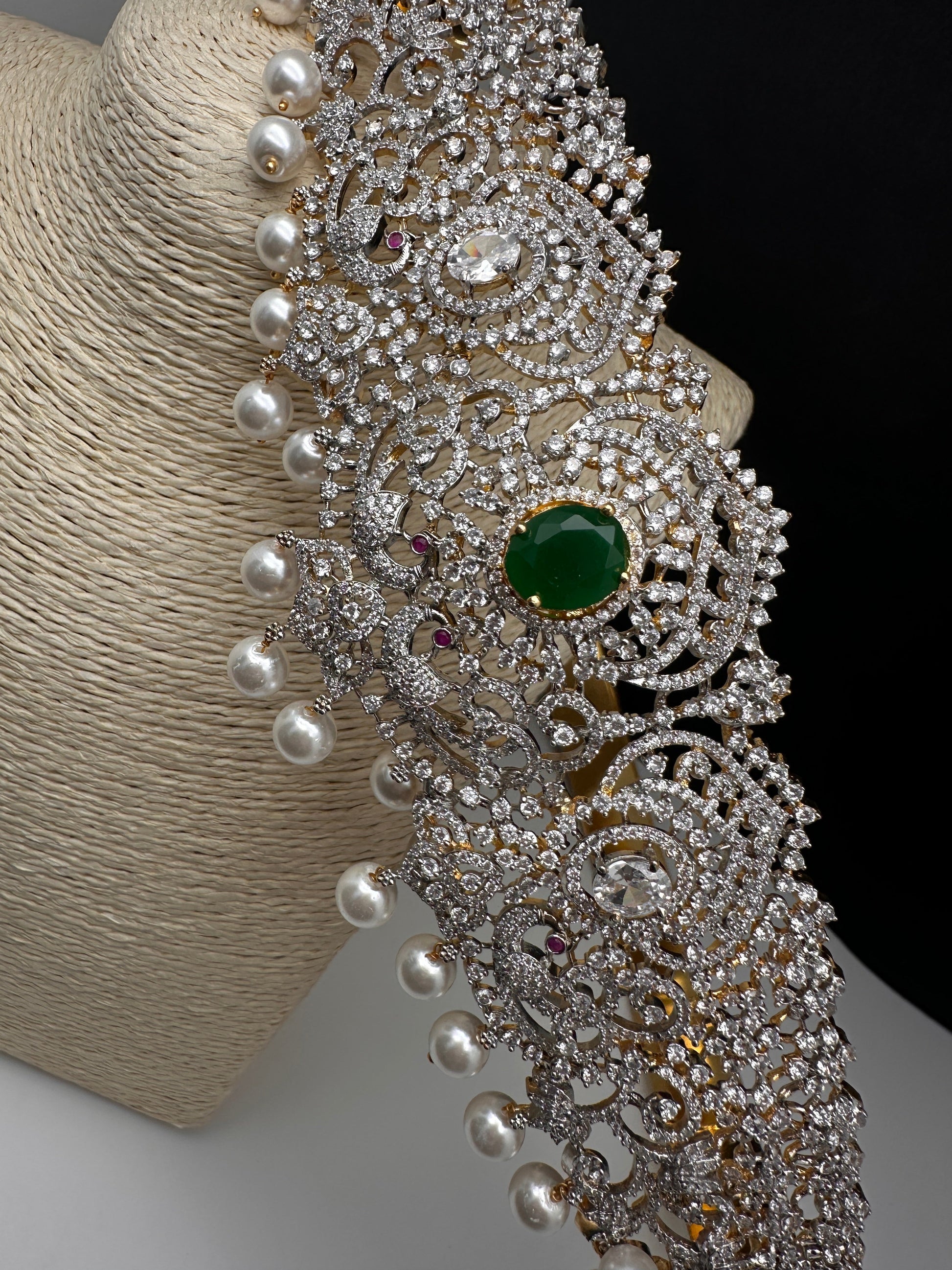 AD Diamond Finish Changeable Stone Hip Belt Kamarbandh - 