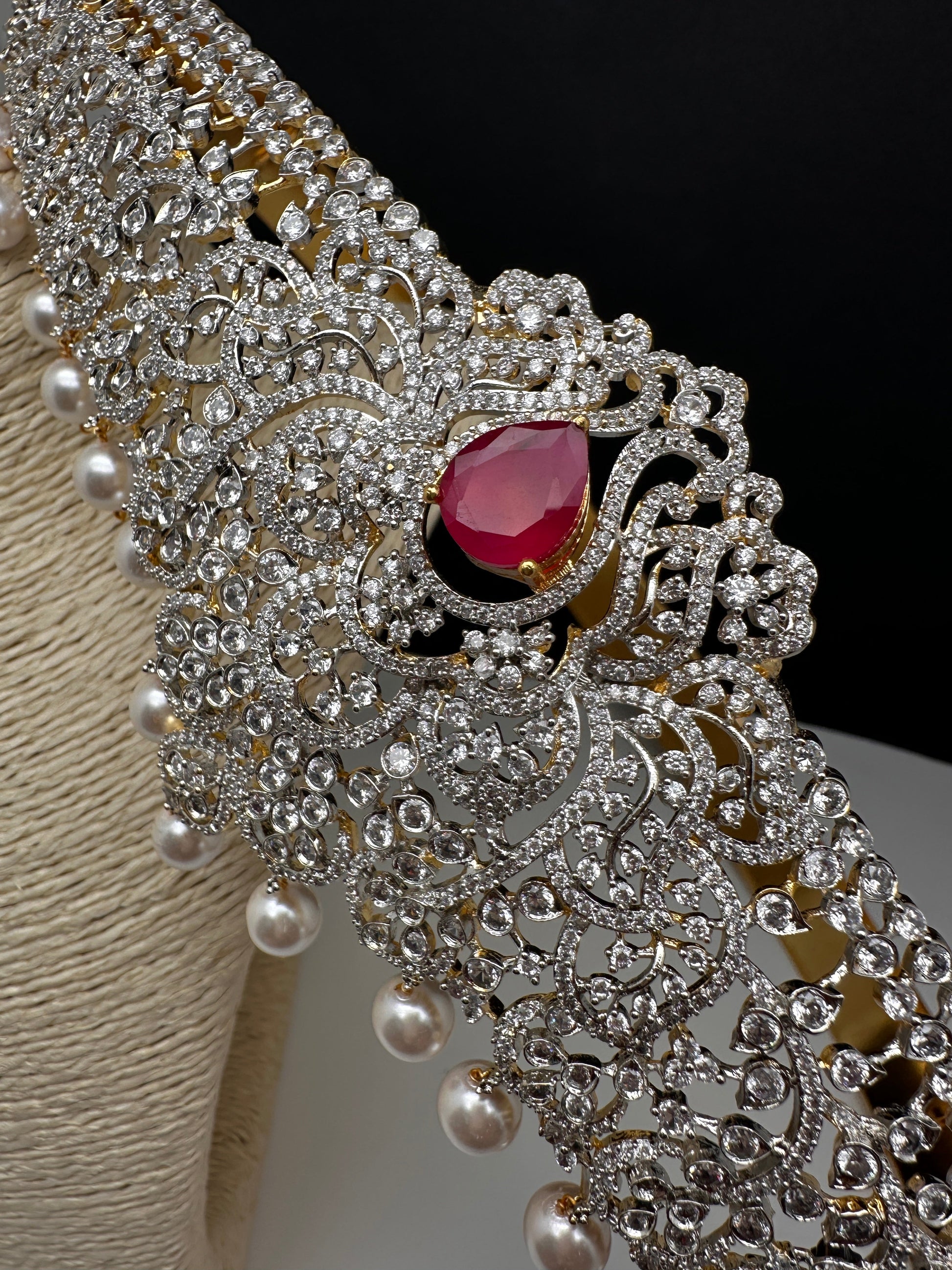 AD Diamond Finish Changeable Stone Hip Belt Kamarbandh - 