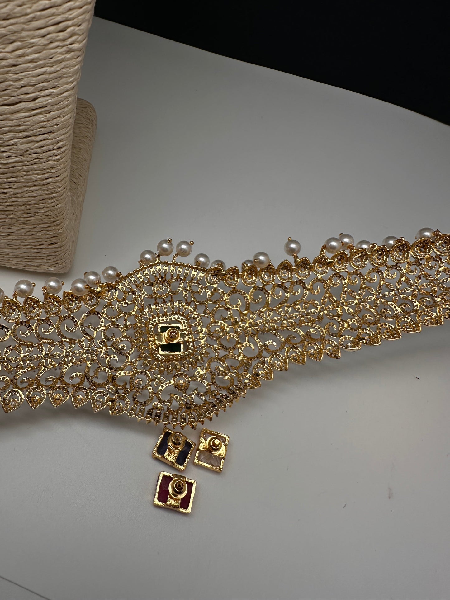AD Diamond Finish Changeable Stone Hip Belt Kamarbandh - 