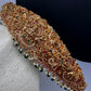 Matte Goddess Lakshmi Nakshi Hip Belt Kamarbandh with Kemp and CZ Green Beads - 