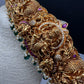 Matte Goddess Lakshmi Nakshi Hip Belt Kamarbandh with Kemp and CZ Green Beads - 