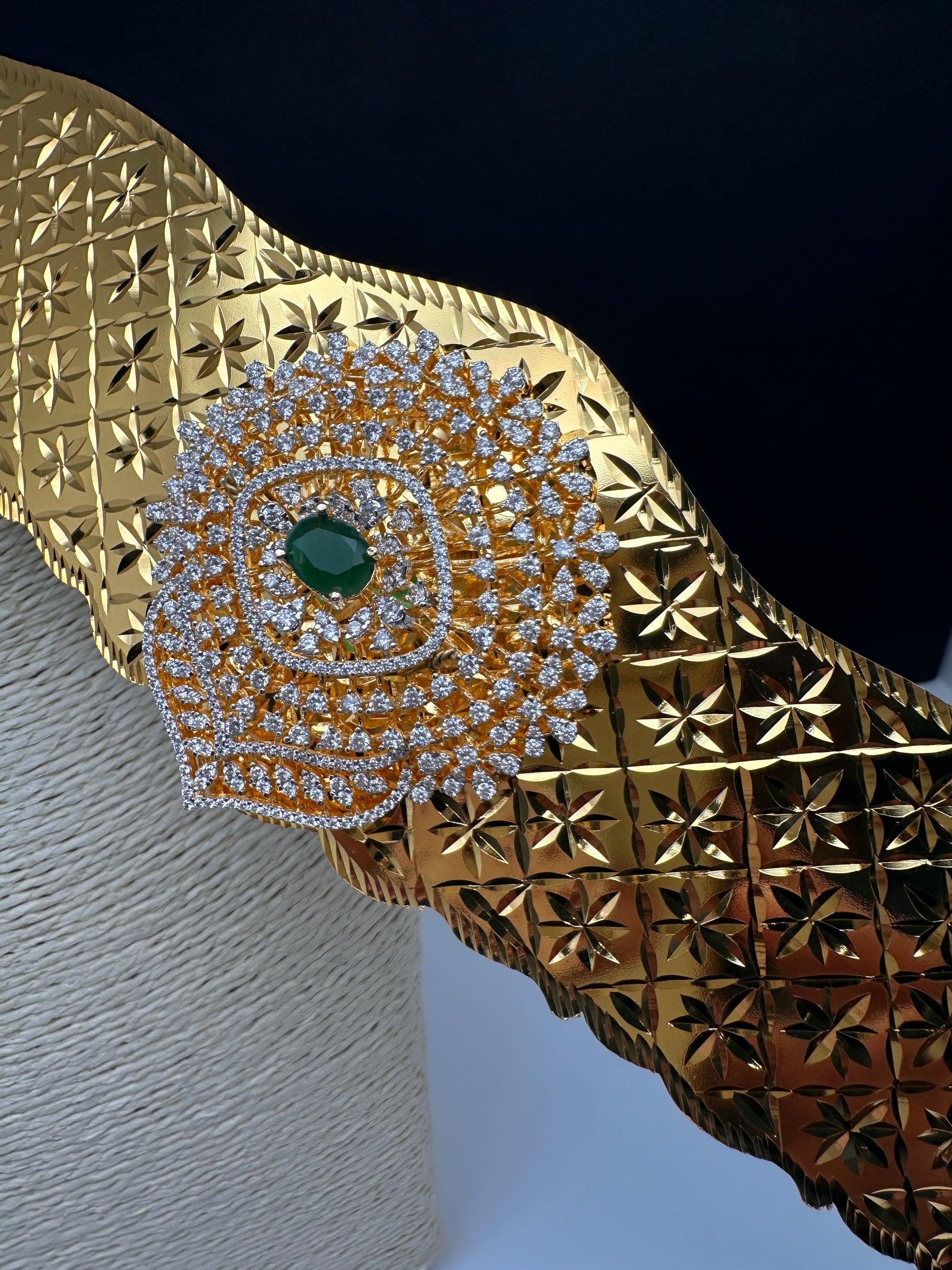 Diamond Finish Self Design Kamarband Hip Belt - 