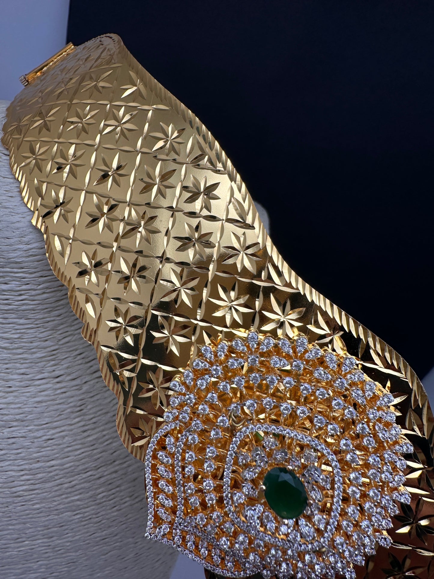Diamond Finish Self Design Kamarband Hip Belt - 