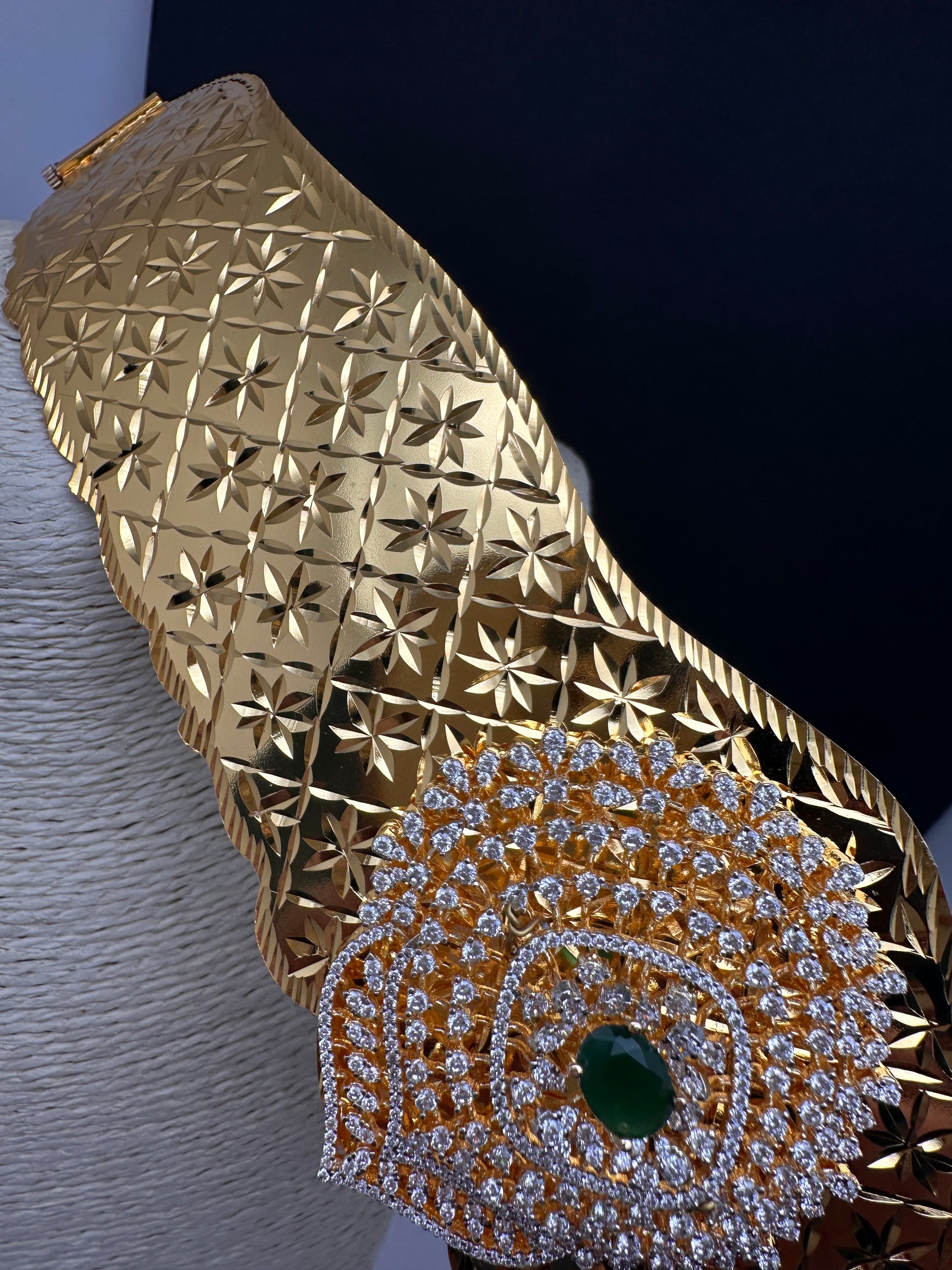 Diamond Finish Self Design Kamarband Hip Belt - 