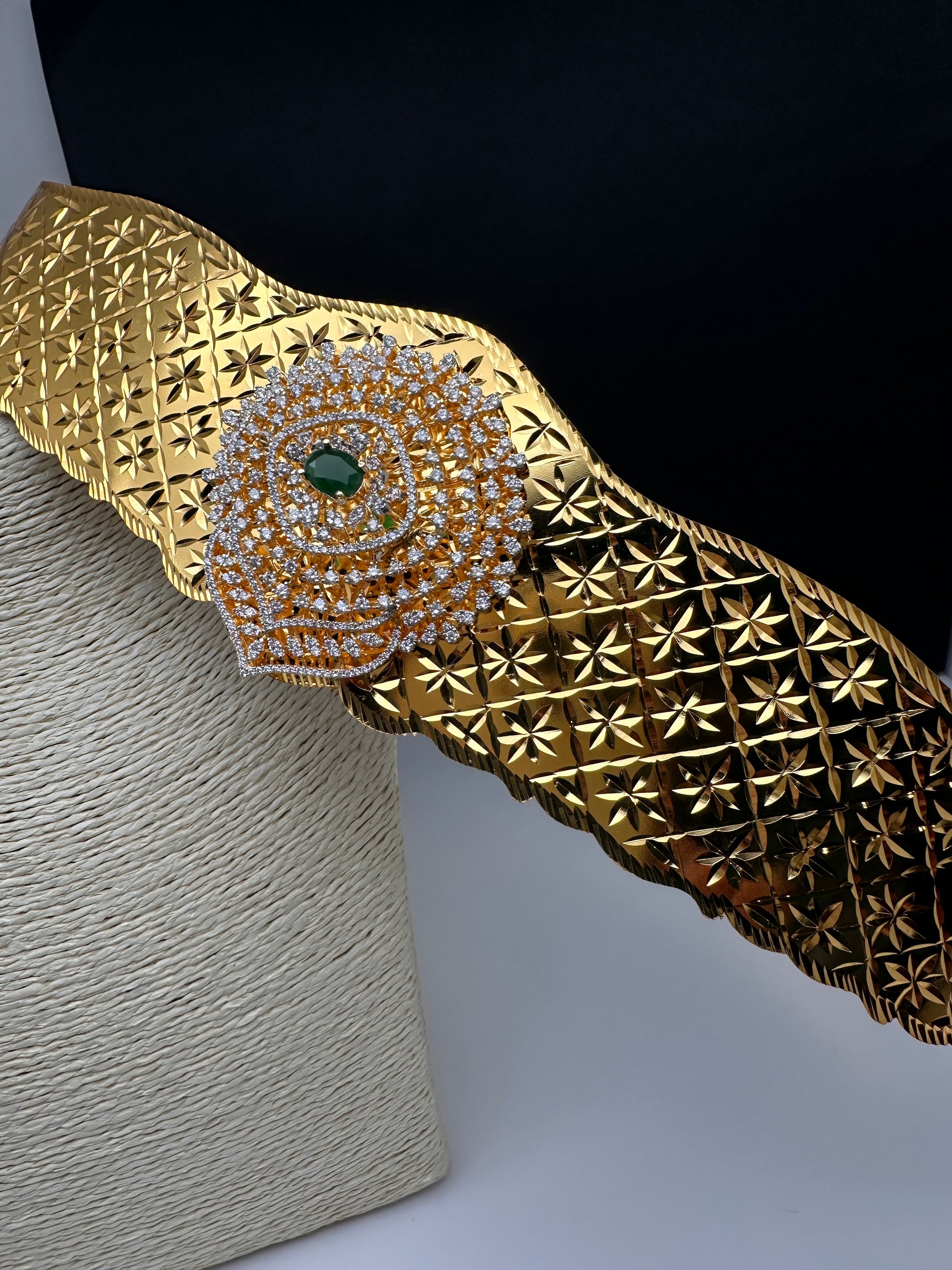 Diamond Finish Self Design Kamarband Hip Belt - 