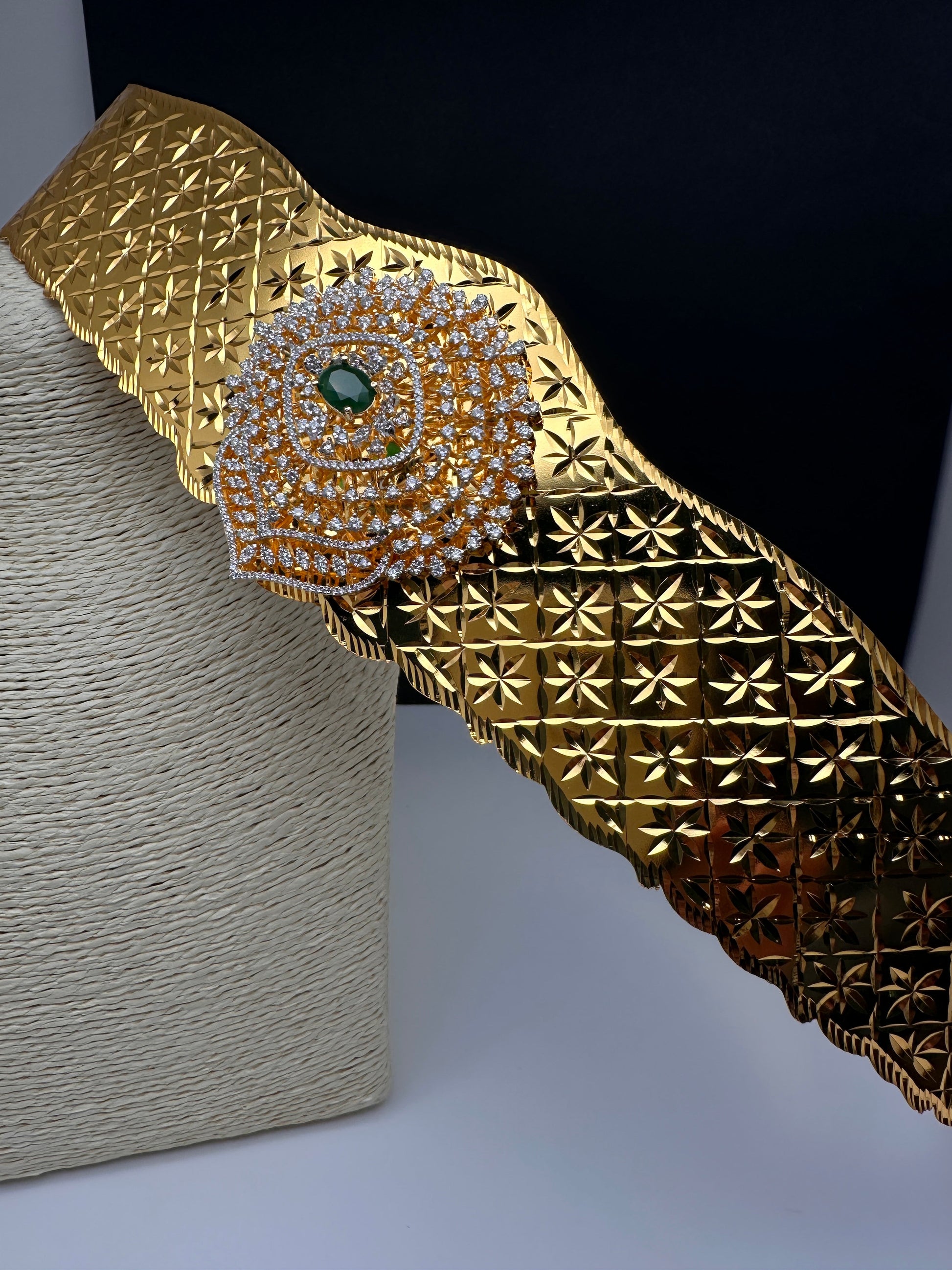 Diamond Finish Self Design Kamarband Hip Belt - 