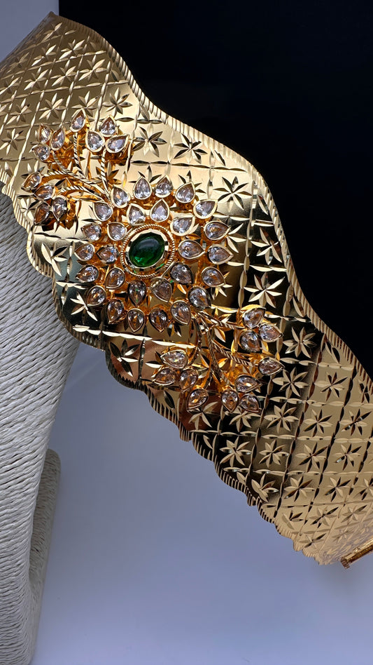 CZ Green Self Design Kamarband Hip Belt - 