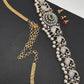 AD Diamond Changeable Color Stone Pearls Peacock Design Hip Chain Kamarbandh - 