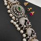 AD Diamond Changeable Color Stone Pearls Peacock Design Hip Chain Kamarbandh - 