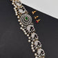 AD Diamond Changeable Color Stone Pearls Peacock Design Hip Chain Kamarbandh - 