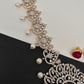 AD Peacock Changeable Color Stone Pearls Hip Chain Kamarbandh - 