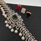 Sleek AD  Changeable Color Stone Pearls Hip Chain Kamarbandh - 