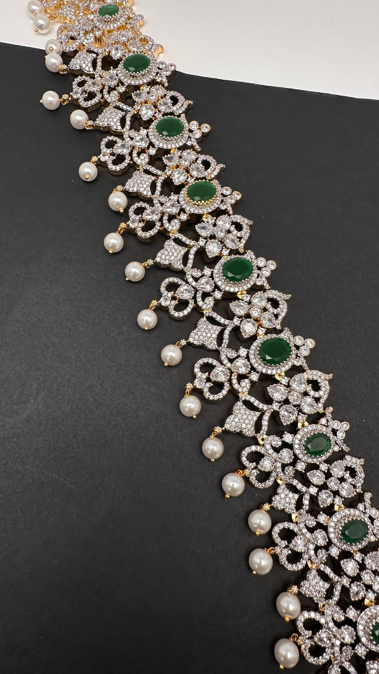 Diamond Finish Ruby Emerald Hip Chain - Green