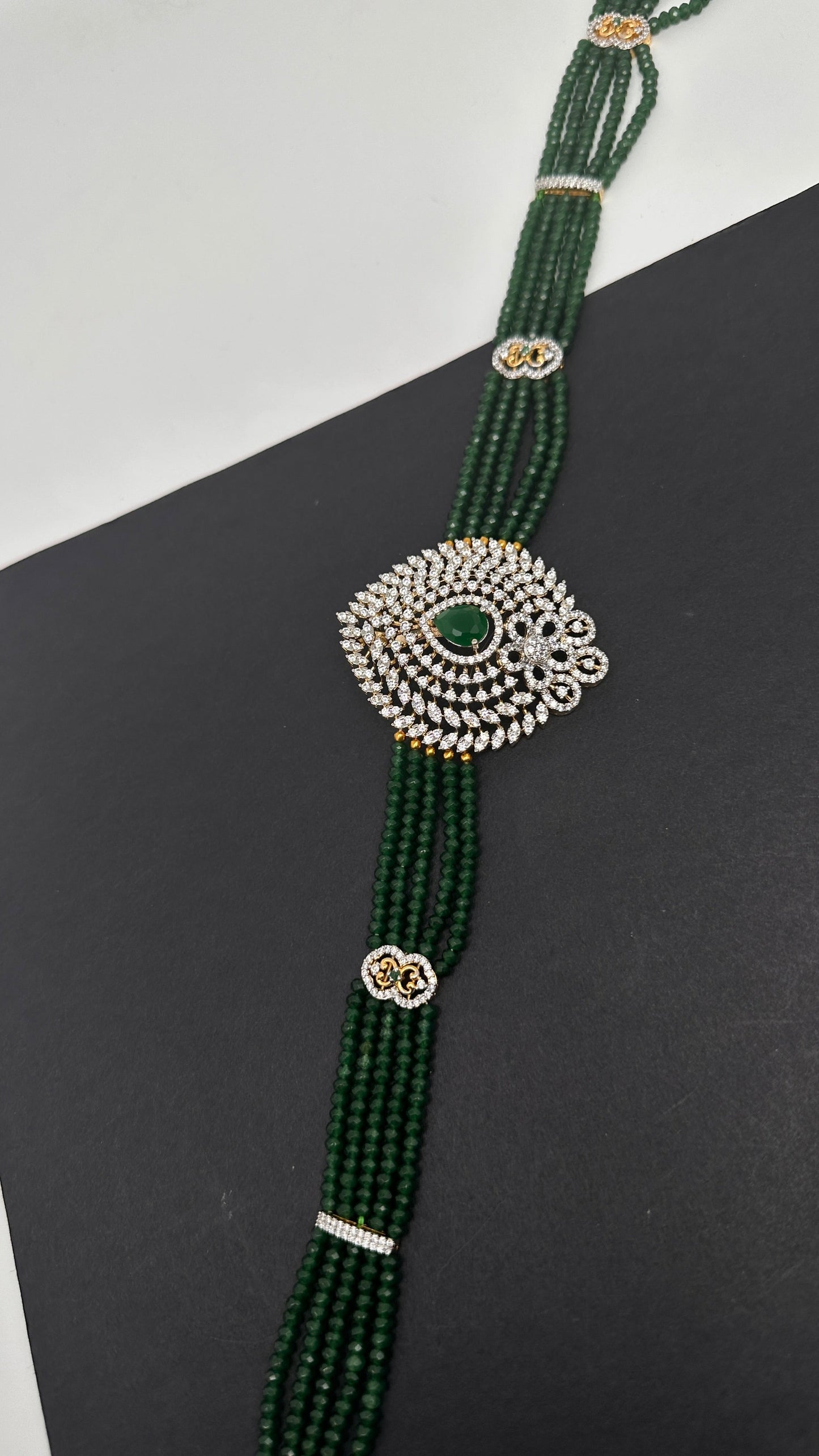 Beads Diamond Finish Hip Chain - Green