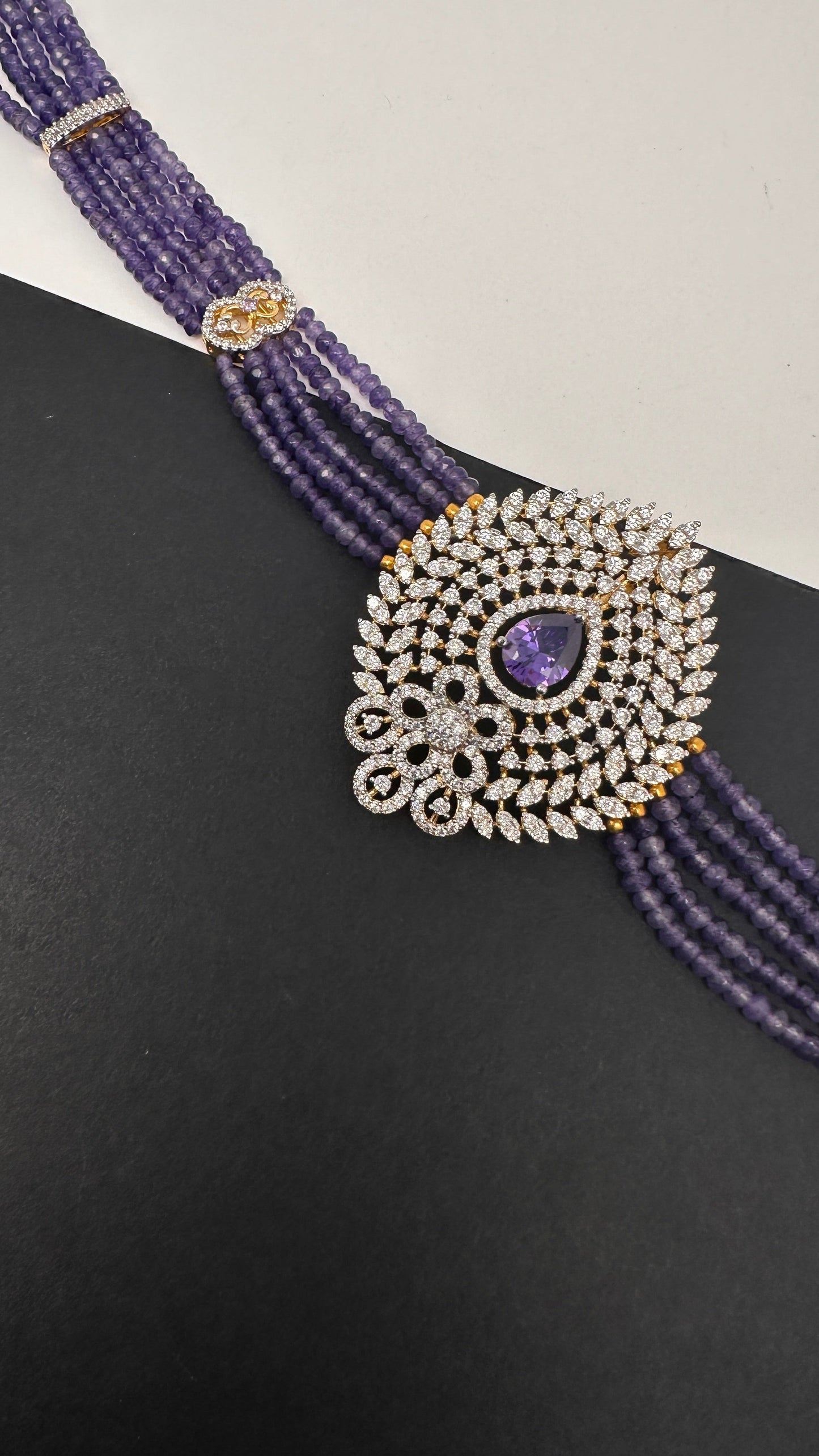 Beads Diamond Finish Hip Chain - Purple