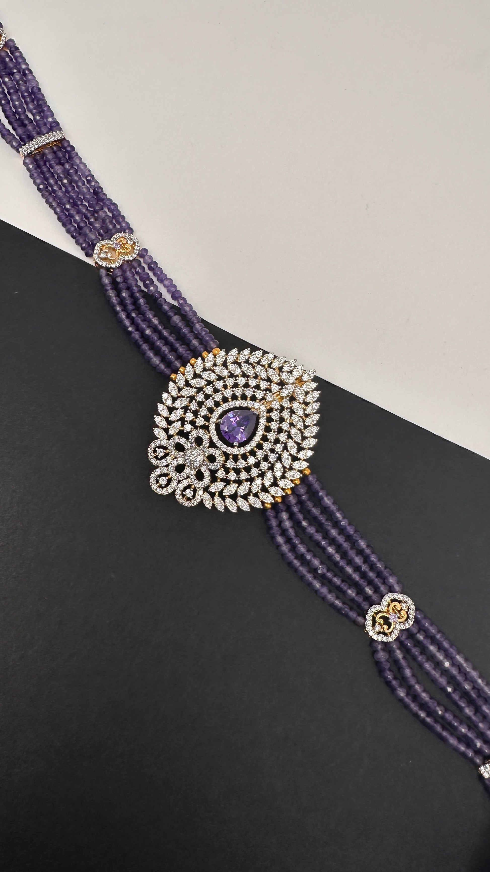 Beads Diamond Finish Hip Chain - Purple