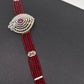 Beads Diamond Finish Hip Chain - Red