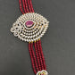 Beads Diamond Finish Hip Chain - Red