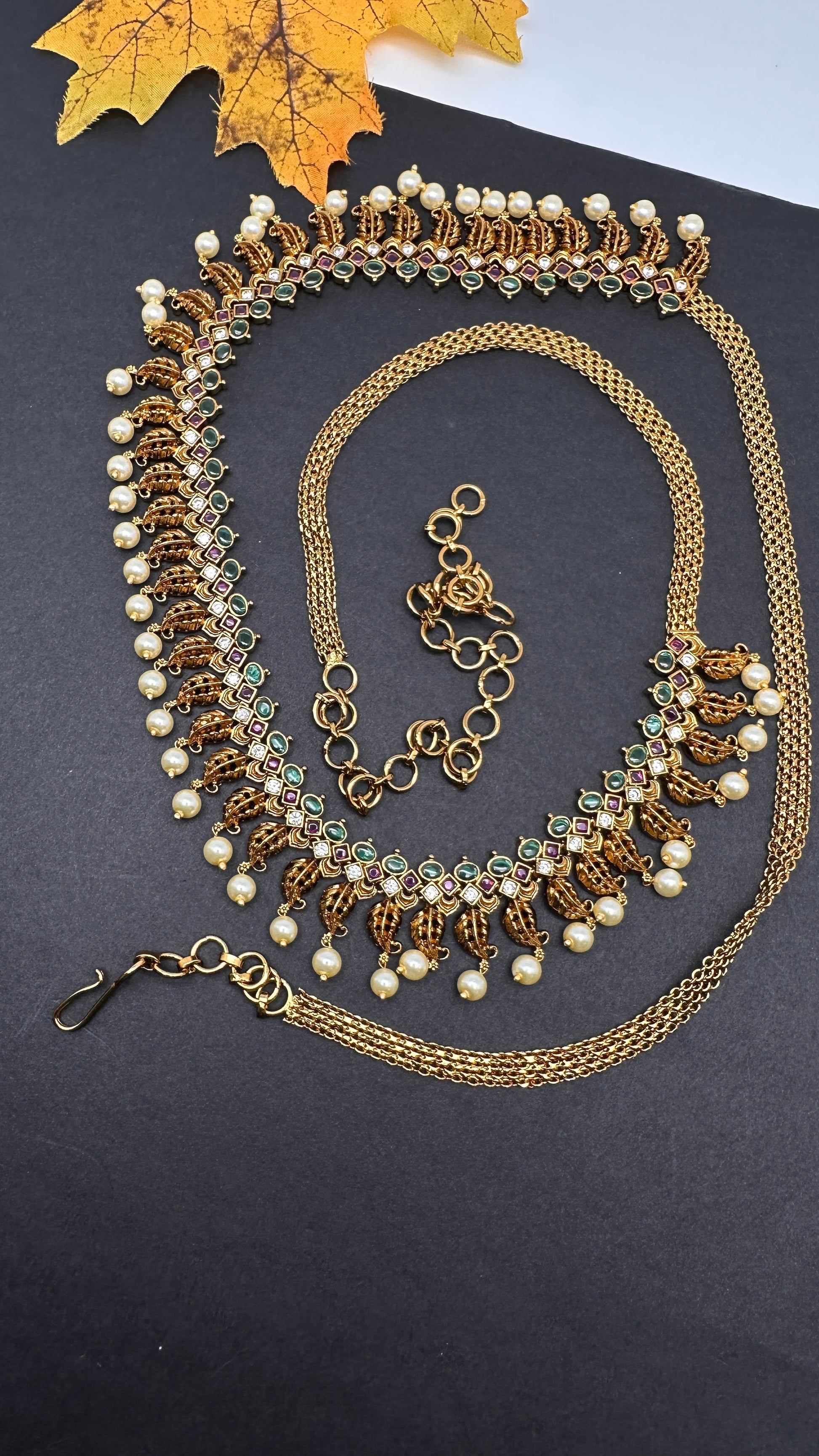 Sleek Matte Kempu Hip Chain Kamarbandh - 