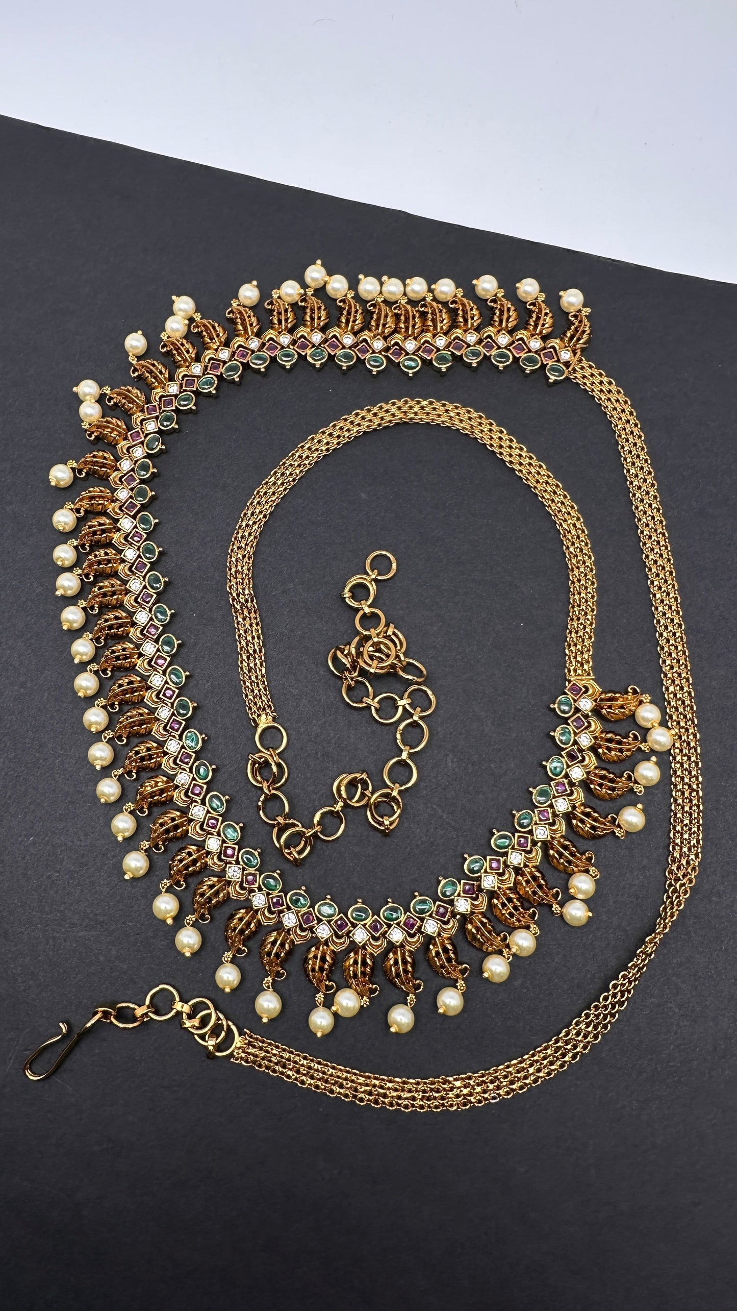 Sleek Matte Kempu Hip Chain Kamarbandh - 