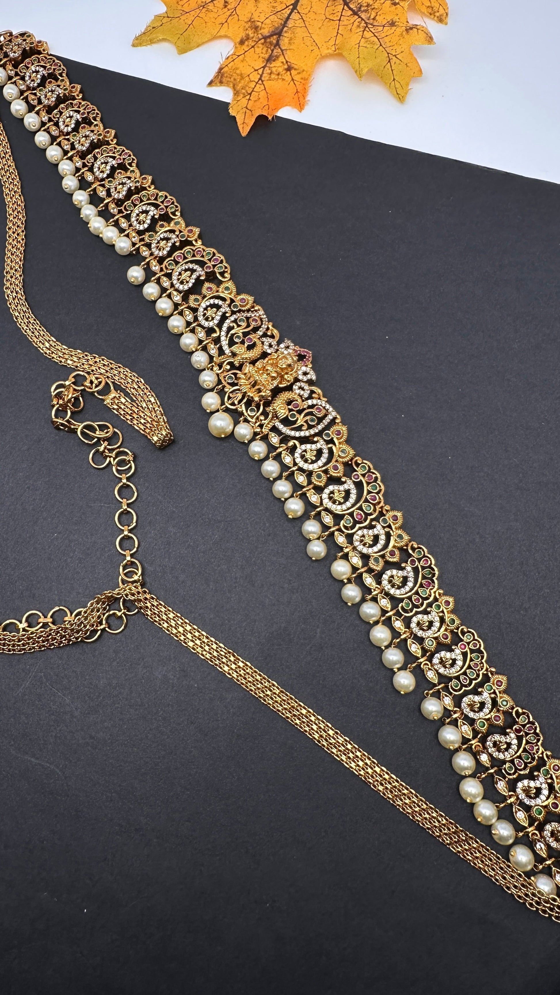 Goddess lakshmi Mango Matte  Hip Chain Kamarbandh - 